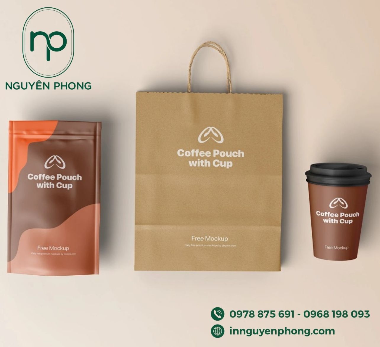 Mẫu túi giấy đựng cà phê đơn giản 